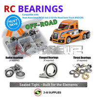 Representative image of an RCScrewZ rubber-sealed bearing kit for Team Associated RC10 6x6 Semi 1/10 Electric Truck (30139); exact bearing sizes and quantities vary by RC model.
