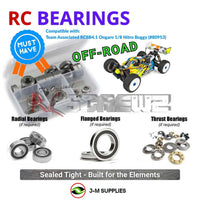 Representative image of an RCScrewZ rubber-sealed bearing kit for Team Associated RC8B4.1 Ongaro 1/8 Nitro Buggy (80953); exact bearing sizes and quantities vary by RC model.
