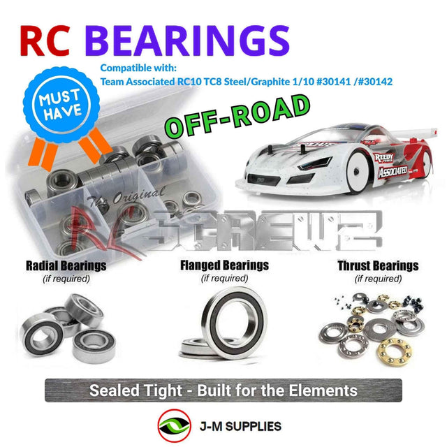 RCScrewZ Rubber Shielded Bearing Kit asc150r for Team Associated RC10TC8 Graphite / Steel-Spec Team Kit 1/10 Electric 4WD On-Road Touring Car (#30141, #30142) | SET