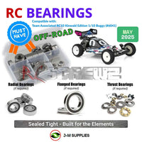 Representative image of an RCScrewZ rubber-sealed bearing kit for Team Associated RC10 Kinwald 1/10 2WD Buggy (6041); exact bearing sizes and quantities vary by RC model.