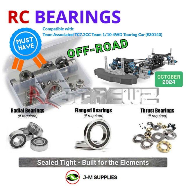 RCScrewZ Rubber Shielded Bearing Kit asc154r for Team Associated TC7.2CC Team Kit 1/10 Electric 4WD On-Road Touring Car (#30140) | SET