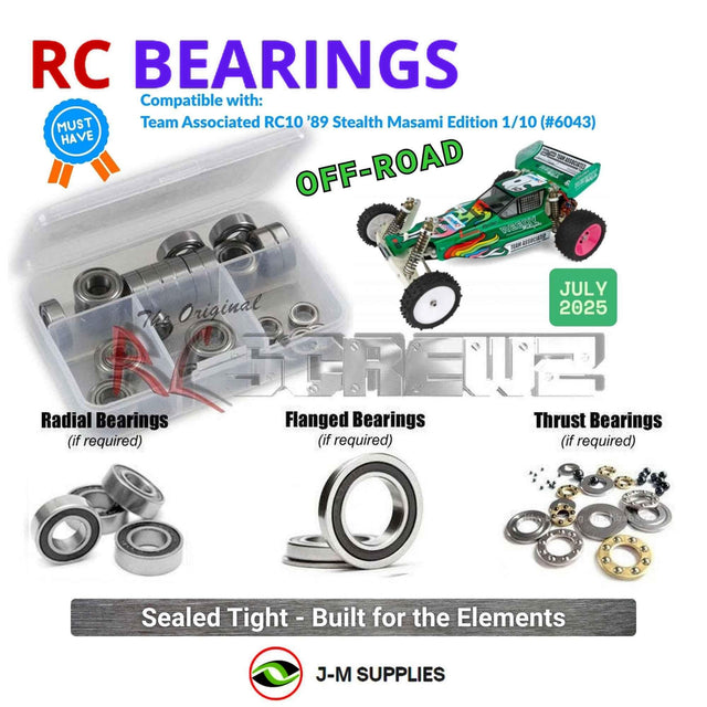 RCScrewZ Rubber Shielded Bearing Kit asc160r for Team Associated RC10 '89 Stealth Car Masami Edition Kit 1/10 Electric 2WD Off-Road Buggy (#6043, #ASC6043) | SET