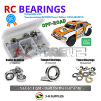Representative image of an RCScrewZ rubber-sealed bearing kit for Team Associated RC10DR 1/10 Electric 2WD Rally (90052, ASC90052); exact bearing sizes and quantities vary by RC model.