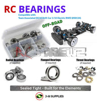 Representative image of an RCScrewZ rubber-sealed bearing kit for Team Associated DC10 Drift 1/10 Electric RWD Car (30134, 30133); exact bearing sizes and quantities vary by RC model.
