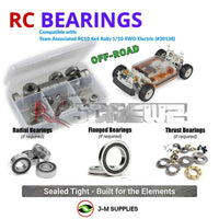 Representative image of an RCScrewZ rubber-sealed bearing kit for Team Associated RC10 Rally 1/10 4WD Rally (30138, ASC30138); exact bearing sizes and quantities vary by RC model.