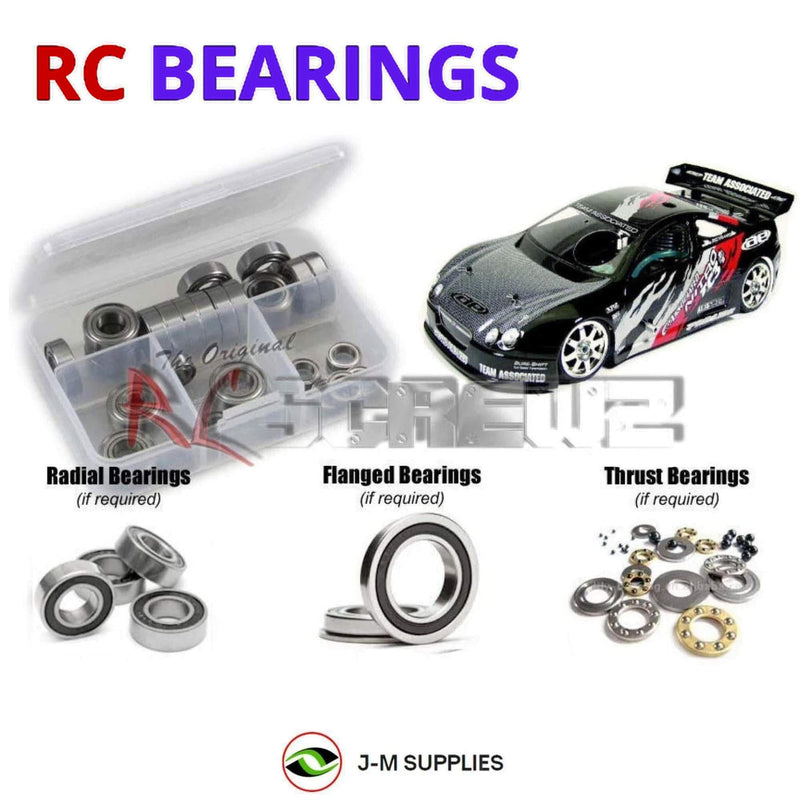 Representative image of an RCScrewZ rubber-sealed bearing kit for Team Associated Nitro TC3 1/10 Nitro 4WD Touring Car (2034, 2035); exact bearing sizes and quantities vary by RC model.