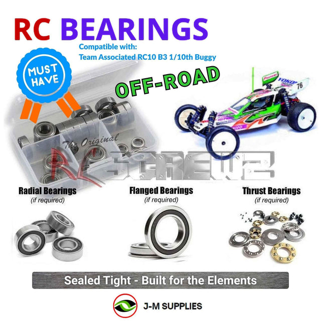 RCScrewZ Rubber Shielded Bearing Kit ass005r for Team Associated RC10B3 Team / Sport 1/10 Electric 2WD Off-Road Buggy (#9003, #9043) | SET