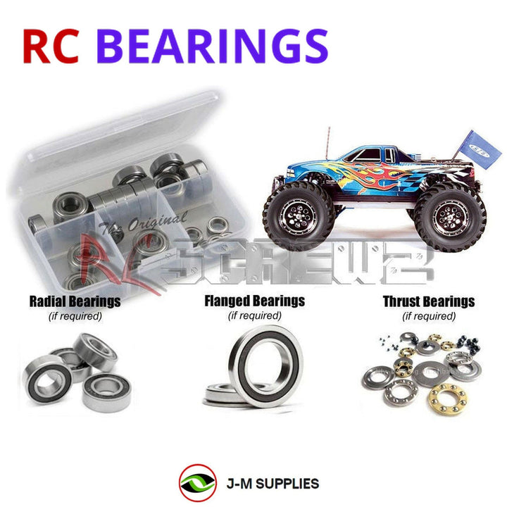 Representative image of an RCScrewZ rubber-sealed bearing kit for Team Associated MGT 4.60 SE 1/8 Nitro MT (ASC20501, 20501); exact bearing sizes and quantities vary by RC model.