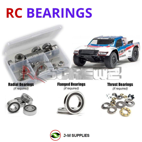 Representative image of an RCScrewZ rubber-sealed bearing kit for Team Associated SC10 1/10 Electric 2WD SCT (7027); exact bearing sizes and quantities vary by RC model.