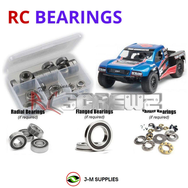 Representative image of an RCScrewZ rubber-sealed bearing kit for Team Associated SC10GT RTR 1/10 Nitro 2WD SCT (7093); exact bearing sizes and quantities vary by RC model.