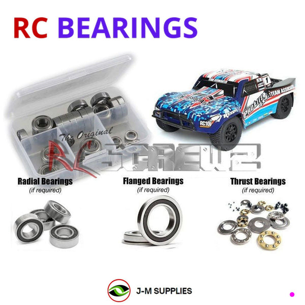 Representative image of an RCScrewZ rubber-sealed bearing kit for Team Associated ProLite 4x4 RTR 1/10 4WD SCT (7052); exact bearing sizes and quantities vary by RC model.