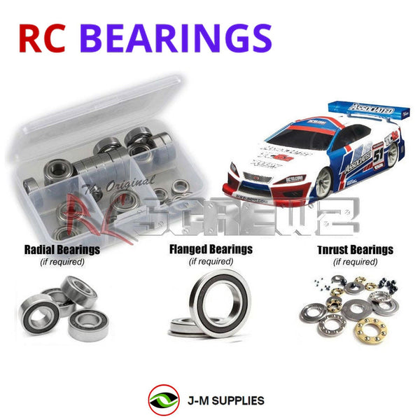 Representative image of an RCScrewZ rubber-sealed bearing kit for Team Associated TC6.2 Factory Team 1/10 4WD TC (30109); exact bearing sizes and quantities vary by RC model.