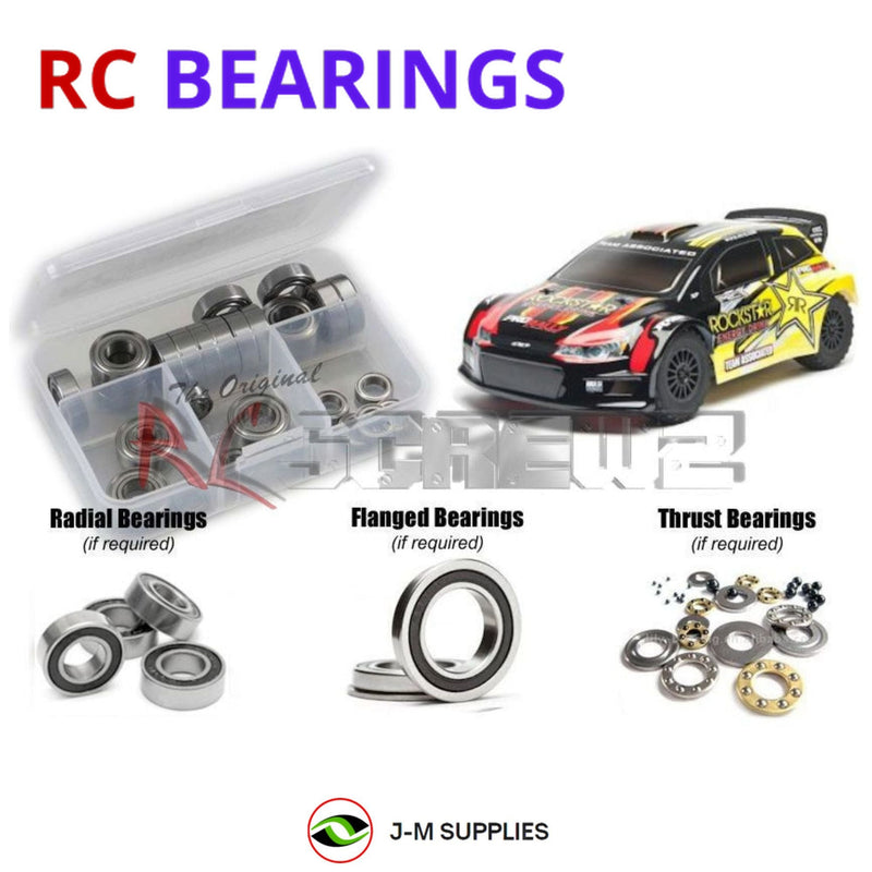 Representative image of an RCScrewZ rubber-sealed bearing kit for Team Associated ProRally 4WD RTR 1/10 Rally Car (7070); exact bearing sizes and quantities vary by RC model.