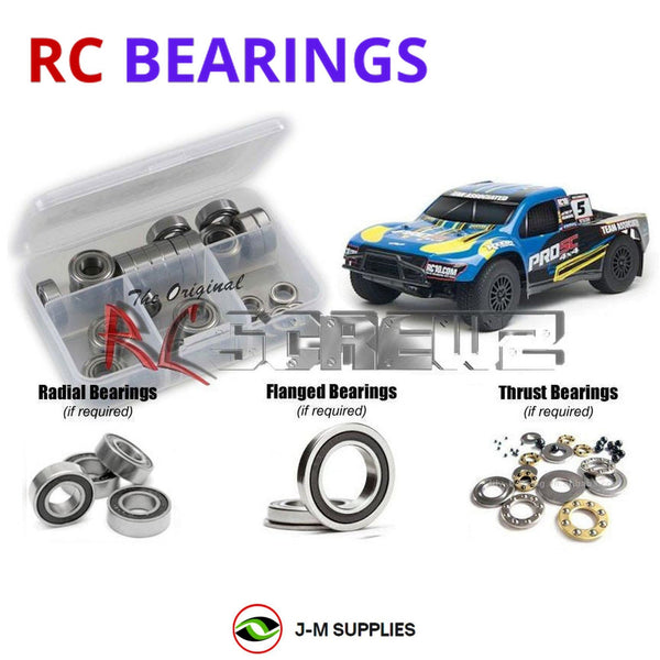 Representative image of an RCScrewZ rubber-sealed bearing kit for Team Associated ProSC 4x4 RTR 1/10 SCT (7062); exact bearing sizes and quantities vary by RC model.