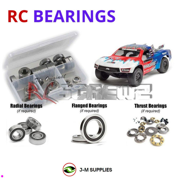 Representative image of an RCScrewZ rubber-sealed bearing kit for Team Associated RC10SC5M 1/10 2WD Short Course Truck (70006); exact bearing sizes and quantities vary by RC model.