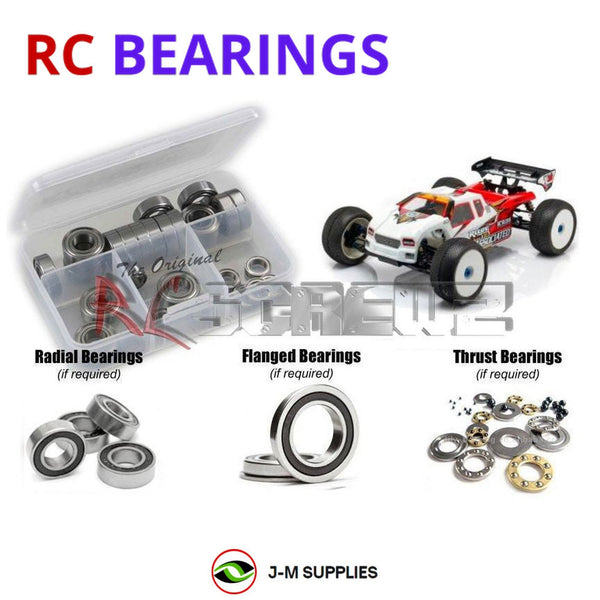 Representative image of an RCScrewZ rubber-sealed bearing kit for Team Associated RC8T3 1/8 4WD Truggy (80917); exact bearing sizes and quantities vary by RC model.