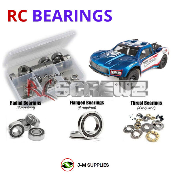 Representative image of an RCScrewZ rubber-sealed bearing kit for Team Associated RC10SC6.1 1/10 Electric 2WD SCT (70007); exact bearing sizes and quantities vary by RC model.