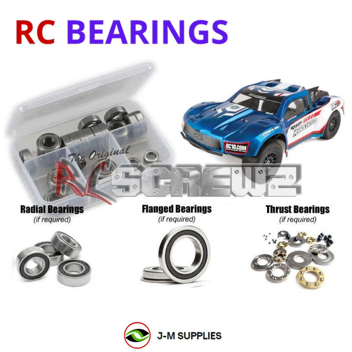Representative image of an RCScrewZ rubber-sealed bearing kit for Team Associated RC10SC6.1 1/10 Electric 2WD SCT (70007); exact bearing sizes and quantities vary by RC model.