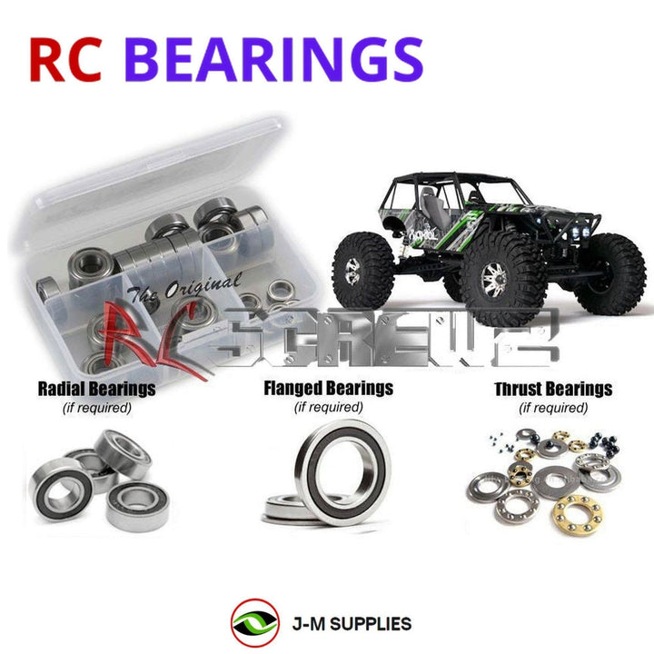Representative image of an RCScrewZ rubber-sealed bearing kit for Axial Wraith RTR 1/10 Electric 4WD Rock Racer (90018); exact bearing sizes and quantities vary by RC model.