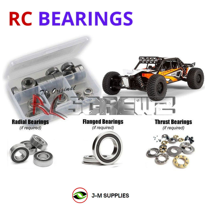 Representative image of an RCScrewZ rubber-sealed bearing kit for Axial EXO Terra Buggy 1/10 Electric 4WD (90015, 90024); exact bearing sizes and quantities vary by RC model.