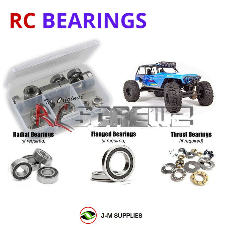 Representative image of an RCScrewZ rubber-sealed bearing kit for Axial Wraith Poison Spyder 1/10 4WD Rock Racer (90031); exact bearing sizes and quantities vary by RC model.