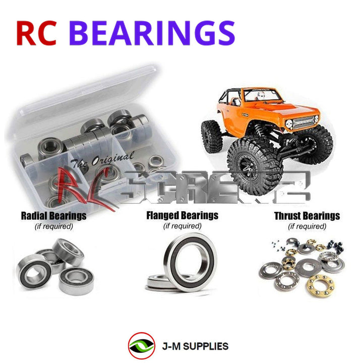 Representative image of an RCScrewZ rubber-sealed bearing kit for Axial AX10 Deadbolt 1/10 Electric 4WD Crawler (90033); exact bearing sizes and quantities vary by RC model.