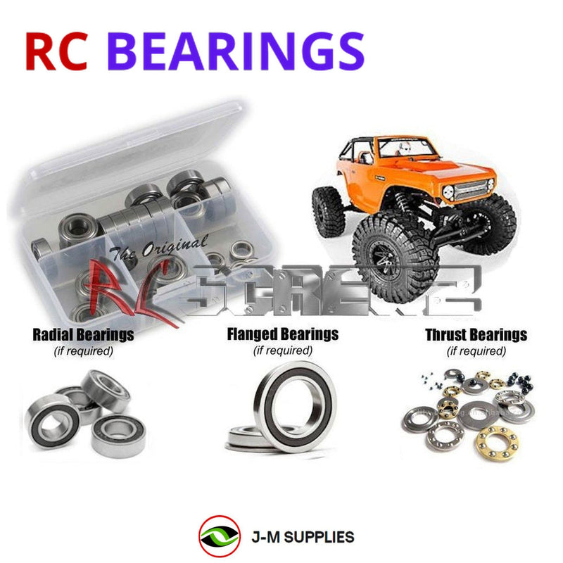 Representative image of an RCScrewZ rubber-sealed bearing kit for Axial AX10 Deadbolt 1/10 Electric 4WD Crawler (90033); exact bearing sizes and quantities vary by RC model.