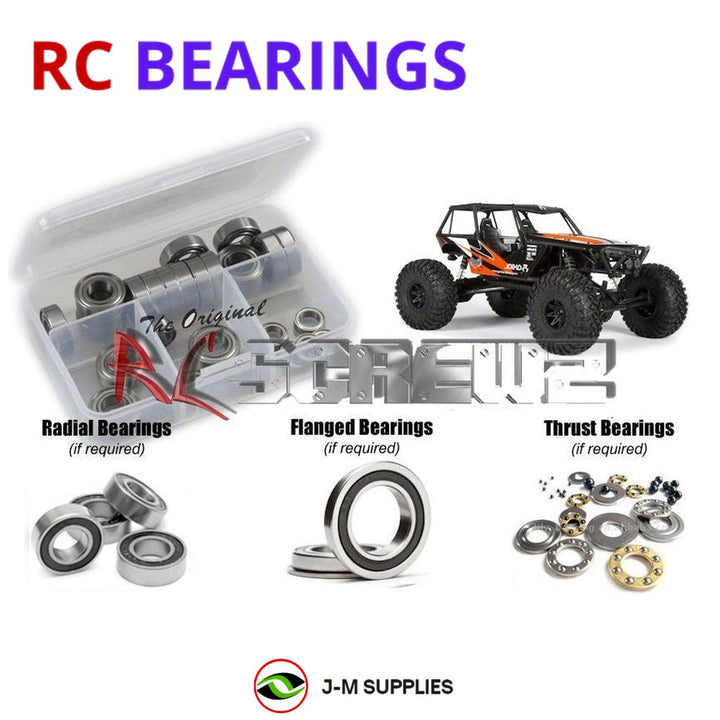 Representative image of an RCScrewZ rubber-sealed bearing kit for Axial Wraith Rock Racer 1/10 Electric 4WD (90018, 90020); exact bearing sizes and quantities vary by RC model.