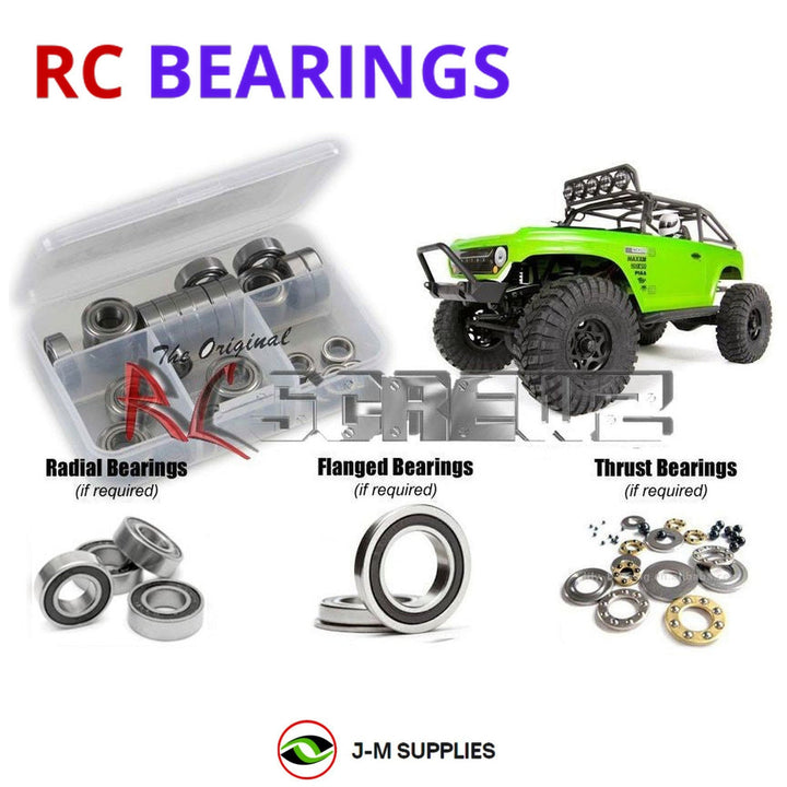 Representative image of an RCScrewZ rubber-sealed bearing kit for Axial SCX10 Deadbolt 1/10 Electric 4WD Crawler (90044); exact bearing sizes and quantities vary by RC model.