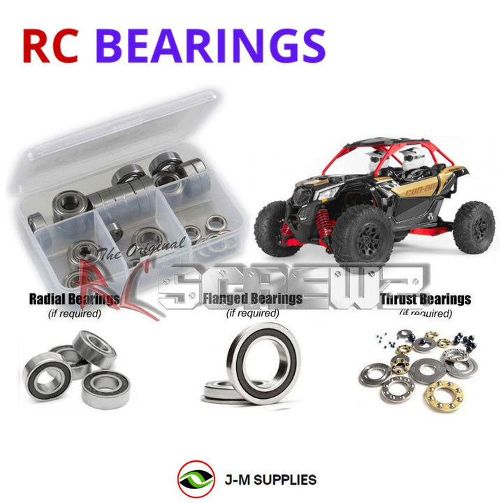 Representative image of an RCScrewZ rubber-sealed bearing kit for Axial Yeti Jr Can-Am X3 1/18 Electric 4WD UTV (90069); exact bearing sizes and quantities vary by RC model.