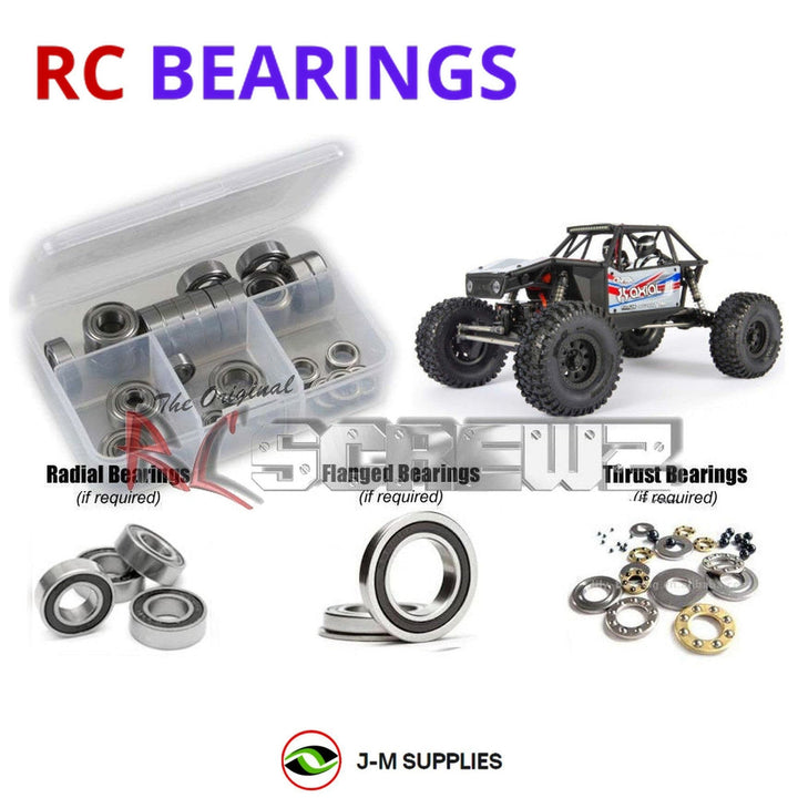 Representative image of an RCScrewZ rubber-sealed bearing kit for Axial Capra 1.9 UTB 1/10 Electric 4WD Crawler (AXI03004); exact bearing sizes and quantities vary by RC model.