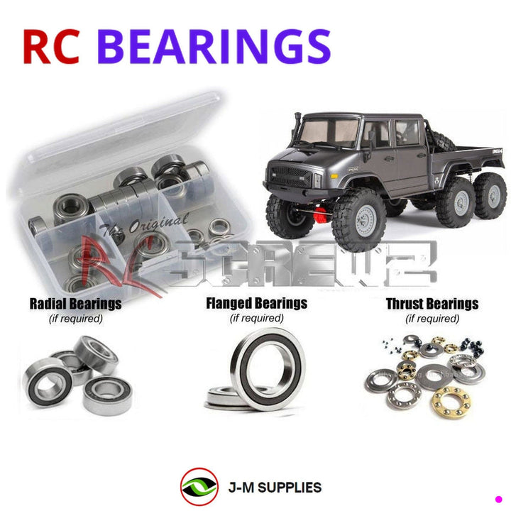 Representative image of an RCScrewZ rubber-sealed bearing kit for Axial SCX10 II UMG10 6x6 1/10 Electric Crawler (AXI03002); exact bearing sizes and quantities vary by RC model.