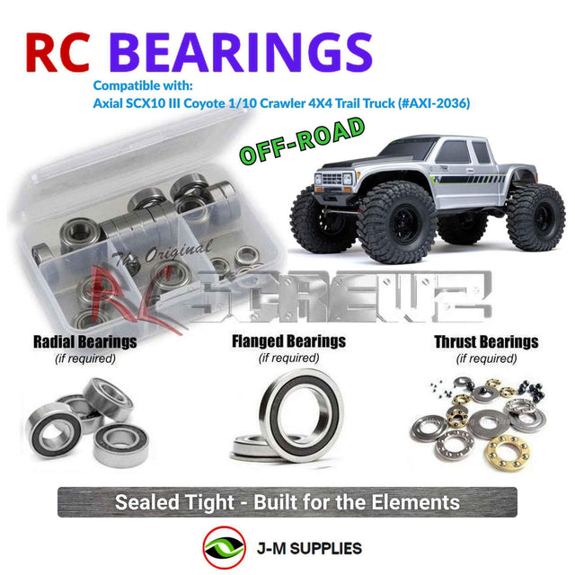 RCScrewZ Rubber Shielded Bearing Kit axi045r for Axial Racing SCX10 III Coyote RTR 1/10 Electric 4X4 Rock Crawler Trail Truck (#AXI-2036 / AXI2036 / AXI-3071) | SET