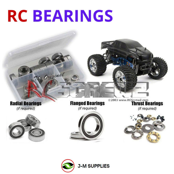 Representative image of an RCScrewZ rubber-sealed bearing kit for CEN Racing Colossus Brushless; exact bearing sizes and quantities vary by RC model.