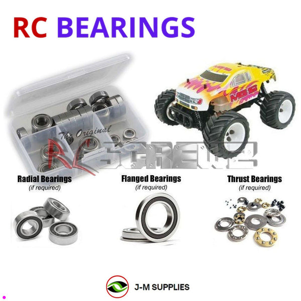Representative image of an RCScrewZ rubber-sealed bearing kit for CEN Racing MG16 MT 1/16 Nitro Monster Truck; exact bearing sizes and quantities vary by RC model.