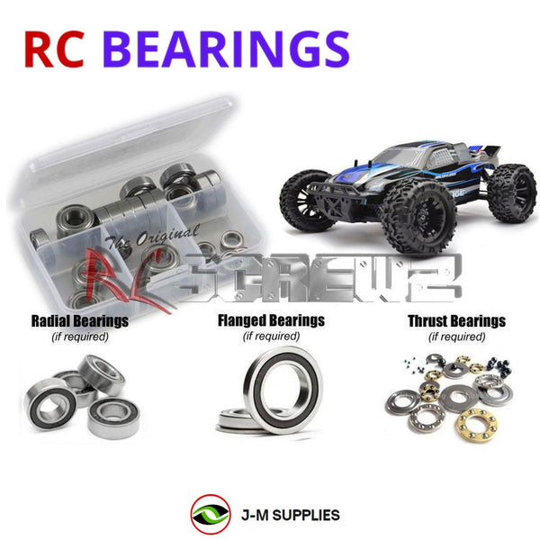 Representative image of an RCScrewZ rubber-sealed bearing kit for FTX Carnage 1/10 Electric Brushless 4WD RTR Truck (#FTX5543); exact bearing sizes and quantities vary by RC model.