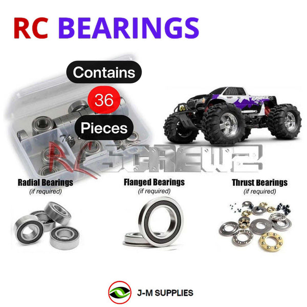 Representative image of an RCScrewZ rubber-sealed bearing kit for HPI Racing Savage 21 1/8 Nitro 4WD Monster Truck (831, 12840); exact bearing sizes and quantities vary by RC model.