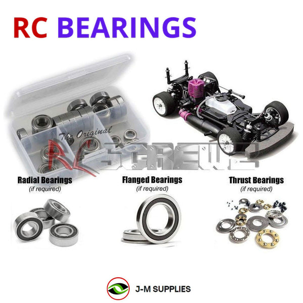 Representative image of an RCScrewZ rubber-sealed bearing kit for HPI Racing R40 Hara 1/10 Nitro 4WD Touring Car (823); exact bearing sizes and quantities vary by RC model.