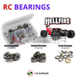 Representative image of an RCScrewZ rubber-sealed bearing kit for HPI Racing Hellfire 1/8 RTR Nitro 4WD Truggy (10500); exact bearing sizes and quantities vary by RC model.