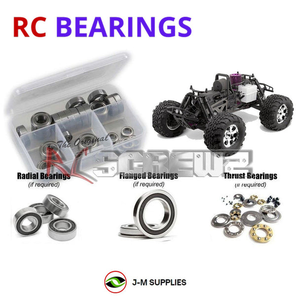 Representative image of an RCScrewZ rubber-sealed bearing kit for HPI Savage X SS 1/8 Nitro 4WD Monster Truck (861); exact bearing sizes and quantities vary by RC model.