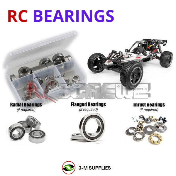 Representative image of an RCScrewZ rubber-sealed bearing kit for HPI Baja 5B v2.0 RTR 1/5 Gas 2WD Off-Road Buggy (110190); exact bearing sizes and quantities vary by RC model.