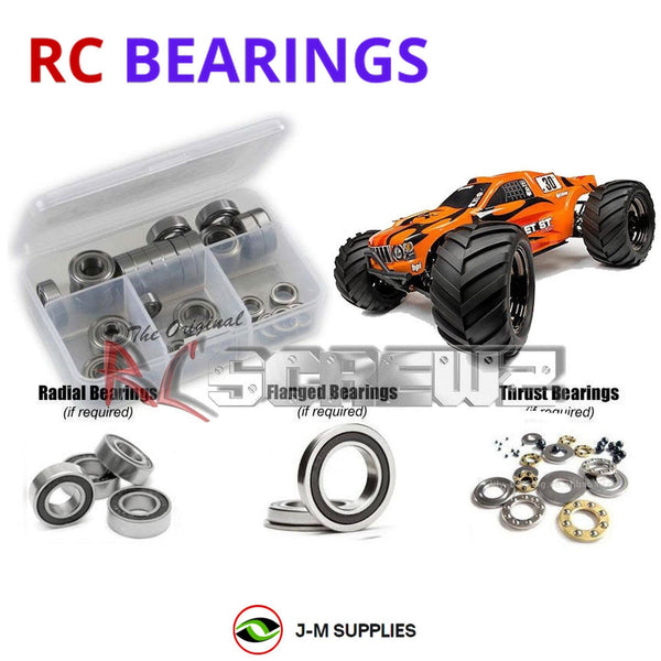 Representative image of an RCScrewZ rubber-sealed bearing kit for HPI Bullet ST Flux 1/10 Electric 4WD Stadium Truck (107008); exact bearing sizes and quantities vary by RC model.