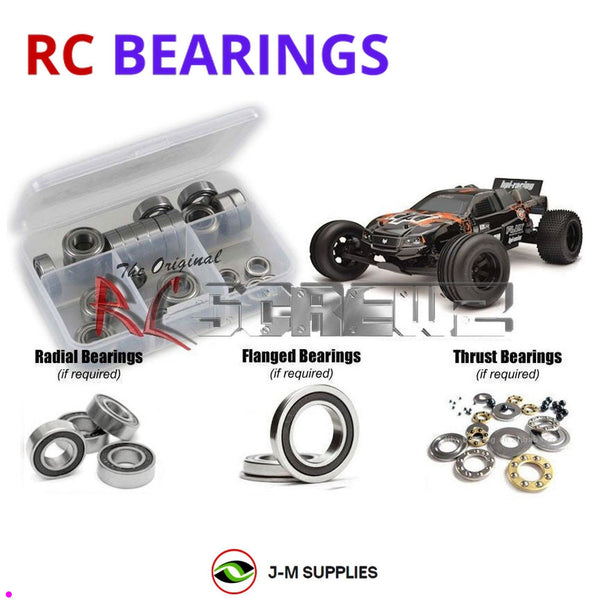 Representative image of an RCScrewZ rubber-sealed bearing kit for HPI E-Firestorm 10T Flux 1/10 Electric 2WD Stadium Truck (105878); exact bearing sizes and quantities vary by RC model.