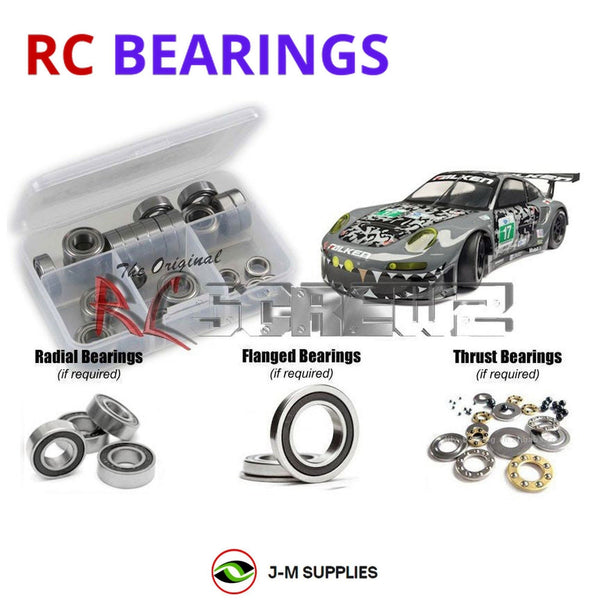 Representative image of an RCScrewZ rubber-sealed bearing kit for HPI RS4 Sport 3 Flux Porsche 911 GT3 RSR 1/10 Elec 4WD (114350); exact bearing sizes and quantities vary by RC model.