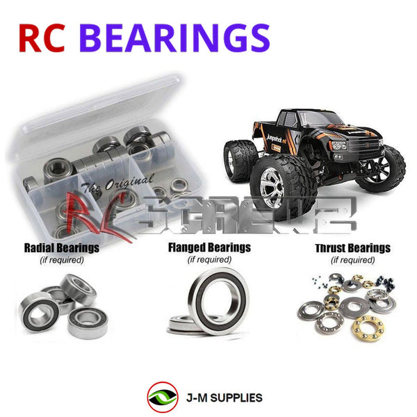 Representative image of an RCScrewZ rubber-sealed bearing kit for HPI Jumpshot MT Fuzion 1/10 2WD Monster Truck (115116, 116210); exact bearing sizes and quantities vary by RC model.