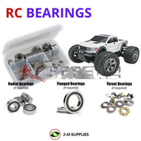 Representative image of an RCScrewZ rubber-sealed bearing kit for HPI Savage XS Flux Ford F-150 SVT Raptor 1/12 Elec 4WD (115125); exact bearing sizes and quantities vary by RC model.