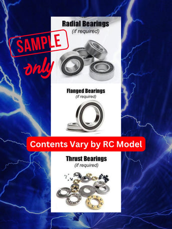 Representative image of an RCScrewZ rubber-sealed bearing kit for HPI Baja 5B TSK-B Class 1 1/5 Gas 2WD Buggy (115485); exact bearing sizes and quantities vary by RC model.