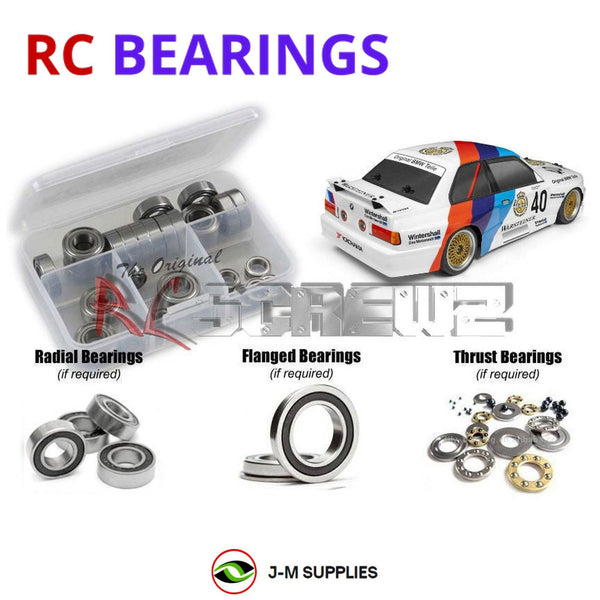 Representative image of an RCScrewZ rubber-sealed bearing kit for HPI RS4 Sport 3 Warsteiner BMW M3 E30 1/10 Electric 4WD (120103); exact bearing sizes and quantities vary by RC model.