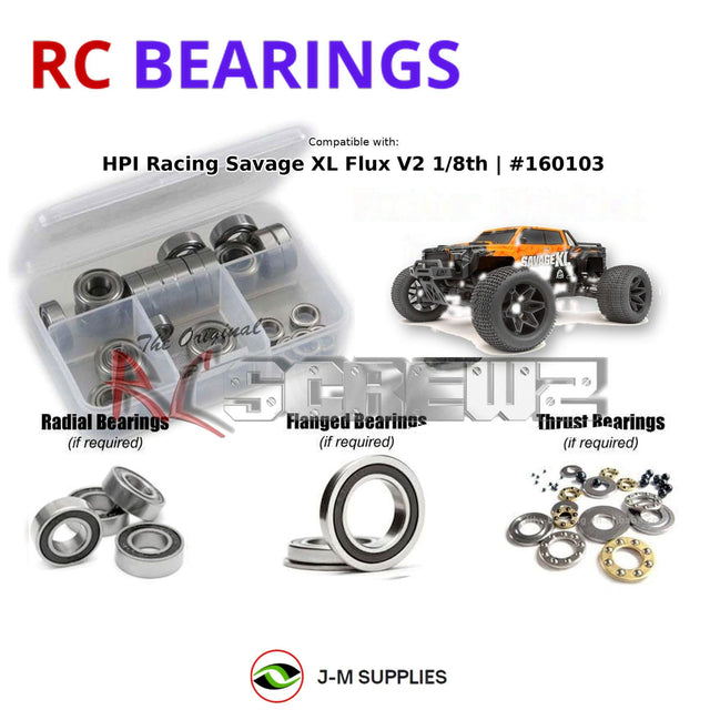 RCScrewZ Rubber Shielded Bearing Kit hpi105r for HPI Racing Savage XL Flux V2 1/8 Electric 4WD Brushless Monster Truck (#160103, HPI160103) | SET