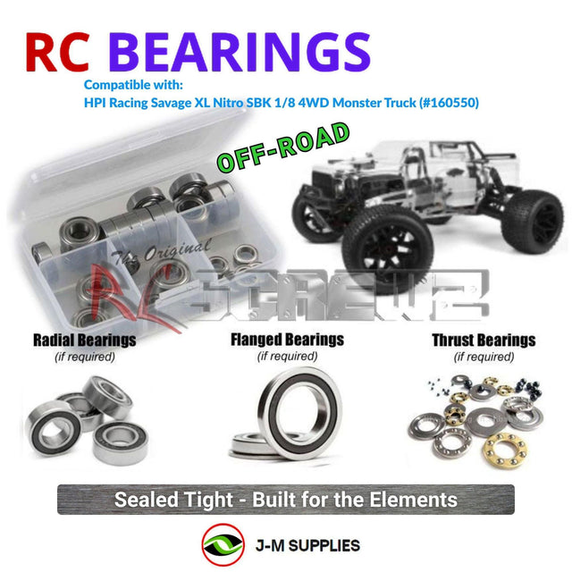 RCScrewZ Rubber Shielded Bearing Kit hpi109r for HPI Racing Savage XL Nitro SBK 1/8 Nitro 4WD Monster Truck (#160550, HPI160550, HPI-160550) | SET